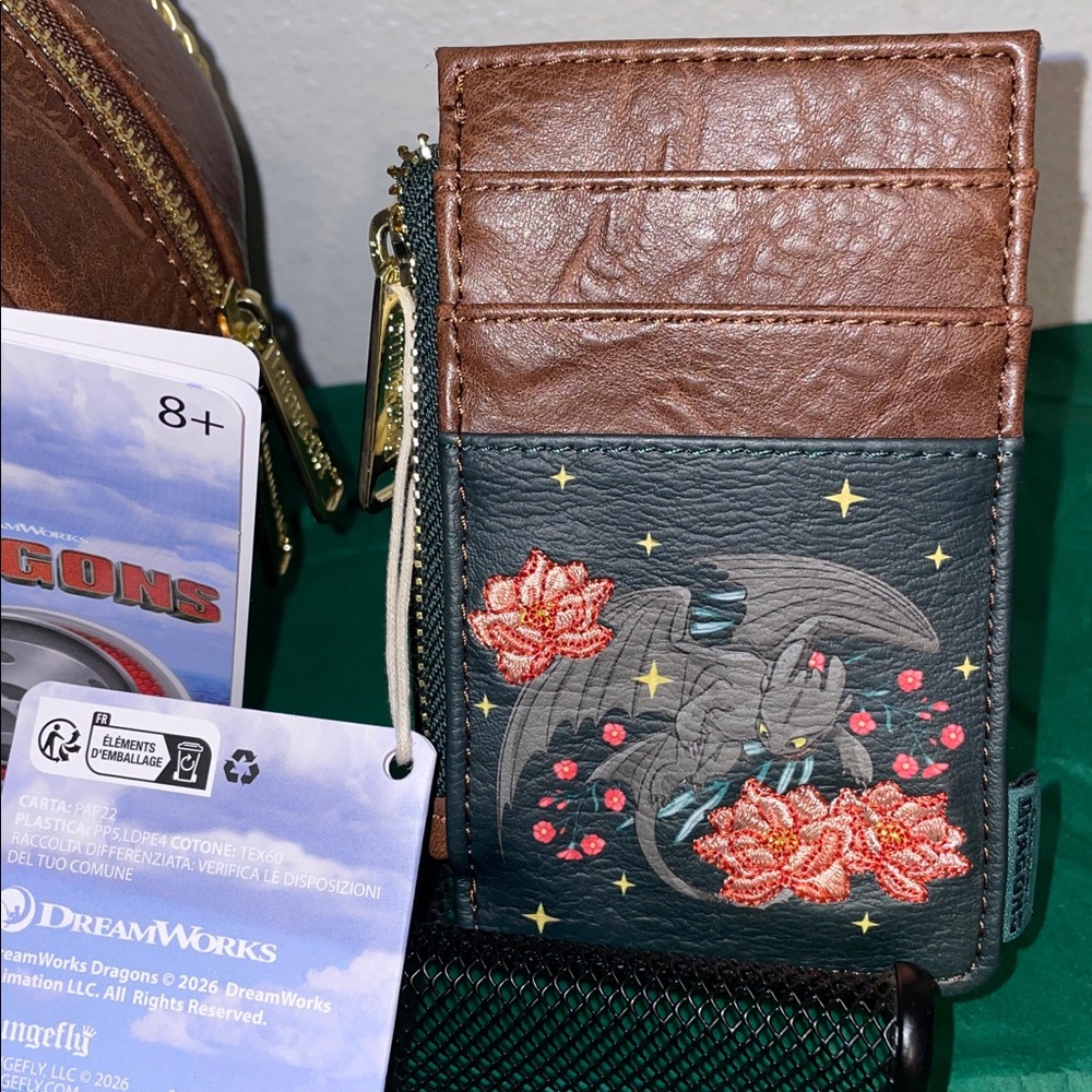 Exclusive Loungefly How to Train Your Dragon Toothless Floral Mini Backpack Set - Picture 7 of 10